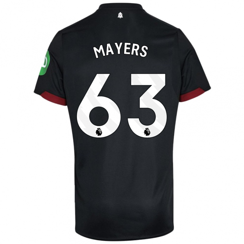 Niño Camiseta Ezra Mayers #63 Negro Blanco 2ª Equipación 2024/25 La Camisa Chile