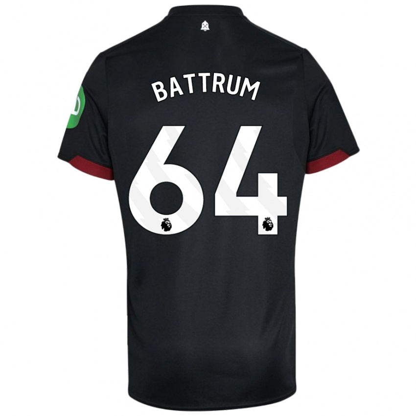 Niño Camiseta Ryan Battrum #64 Negro Blanco 2ª Equipación 2024/25 La Camisa Chile