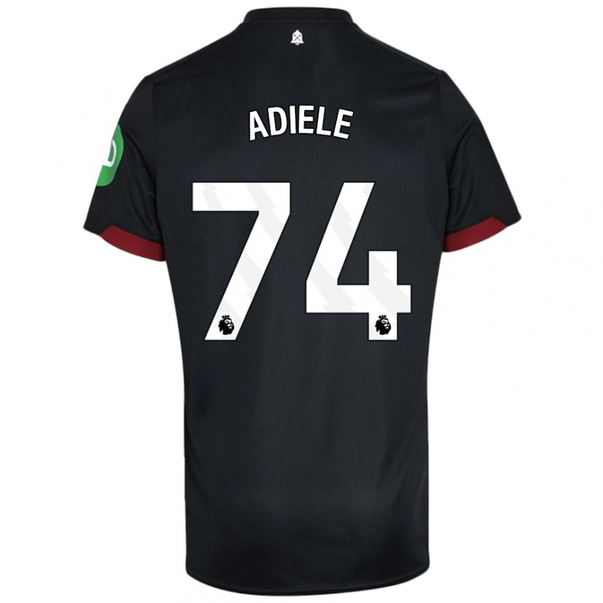 Niño Camiseta Emeka Adiele #74 Negro Blanco 2ª Equipación 2024/25 La Camisa Chile