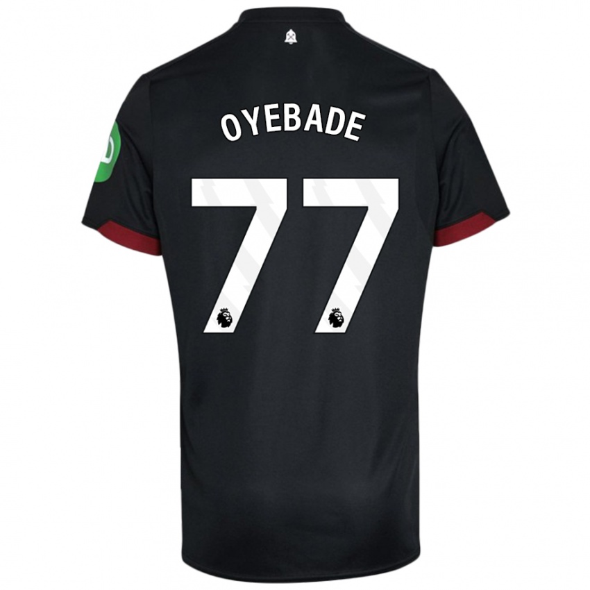 Niño Camiseta Rayan Oyebade #77 Negro Blanco 2ª Equipación 2024/25 La Camisa Chile