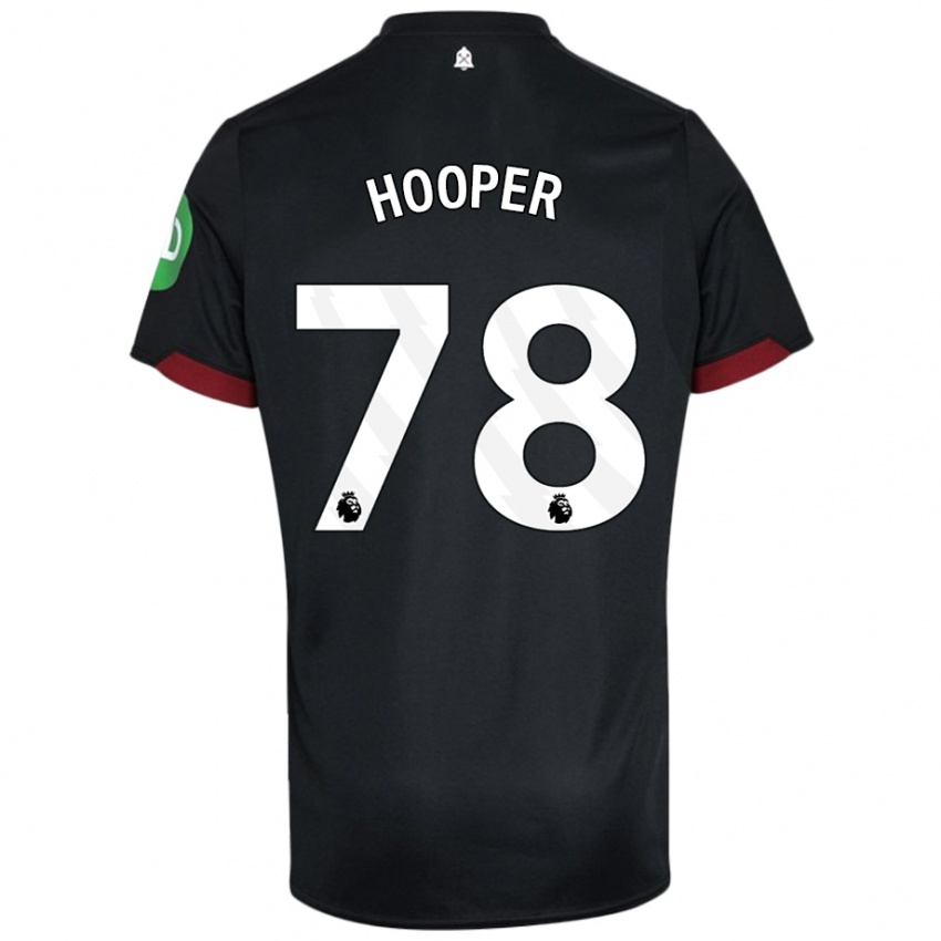 Niño Camiseta Finley Hooper #78 Negro Blanco 2ª Equipación 2024/25 La Camisa Chile