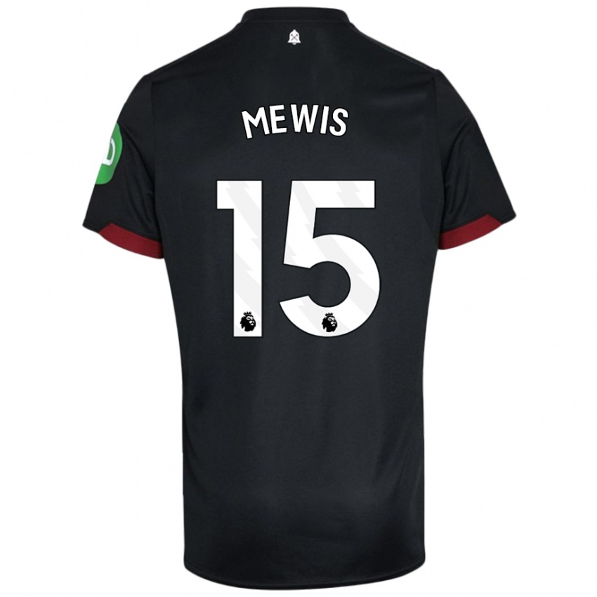 Niño Camiseta Kristie Mewis #15 Negro Blanco 2ª Equipación 2024/25 La Camisa Chile