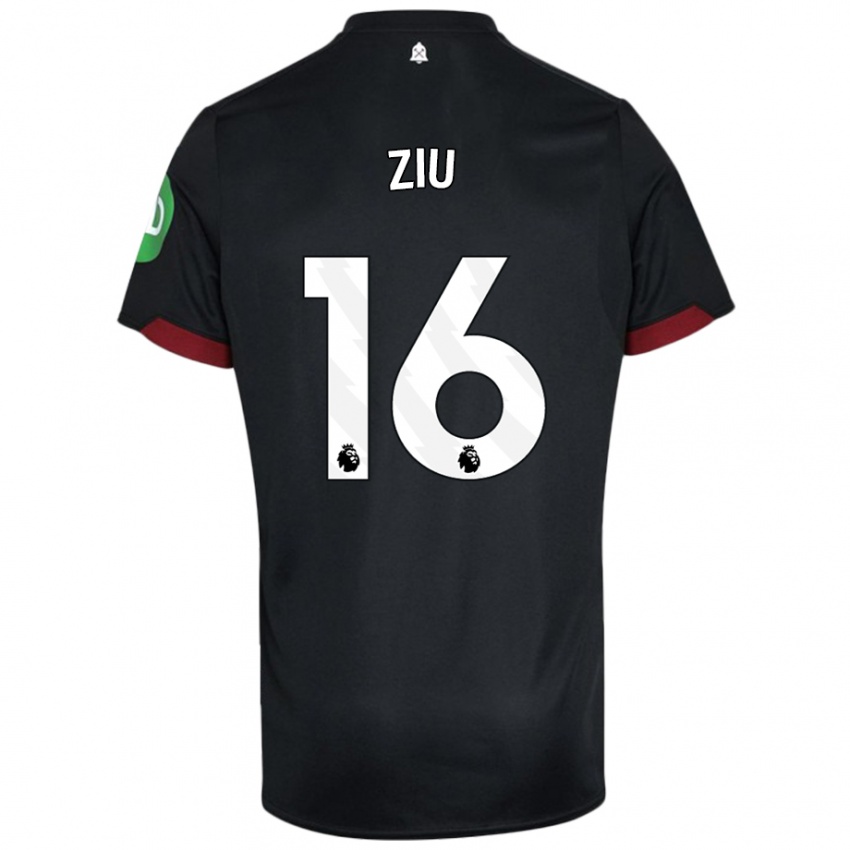 Niño Camiseta Jessica Ziu #16 Negro Blanco 2ª Equipación 2024/25 La Camisa Chile