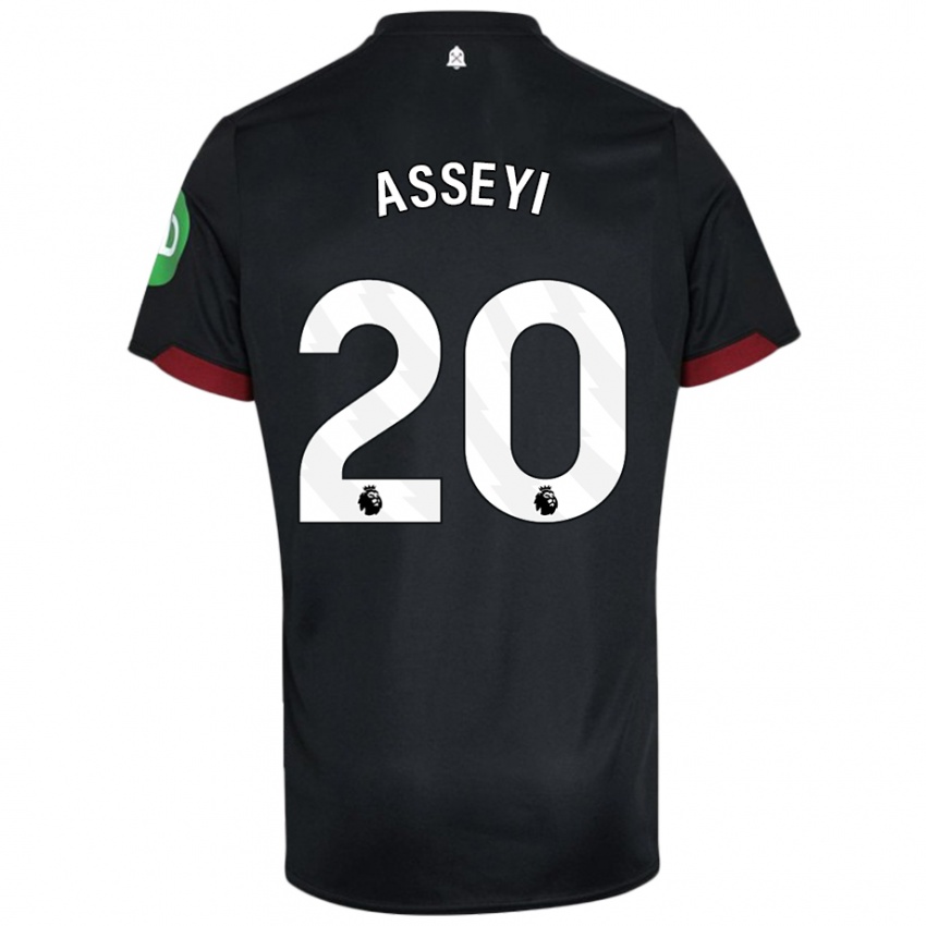 Niño Camiseta Viviane Asseyi #20 Negro Blanco 2ª Equipación 2024/25 La Camisa Chile