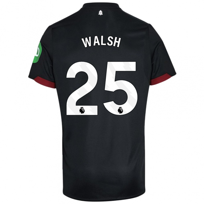 Niño Camiseta Megan Walsh #25 Negro Blanco 2ª Equipación 2024/25 La Camisa Chile