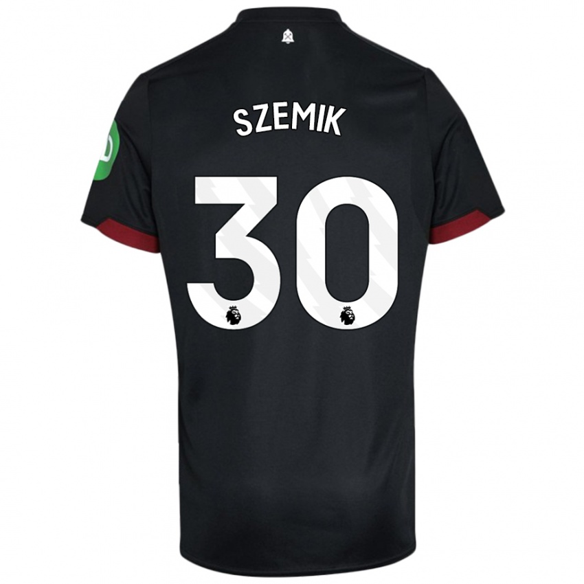 Niño Camiseta Kinga Szemik #30 Negro Blanco 2ª Equipación 2024/25 La Camisa Chile