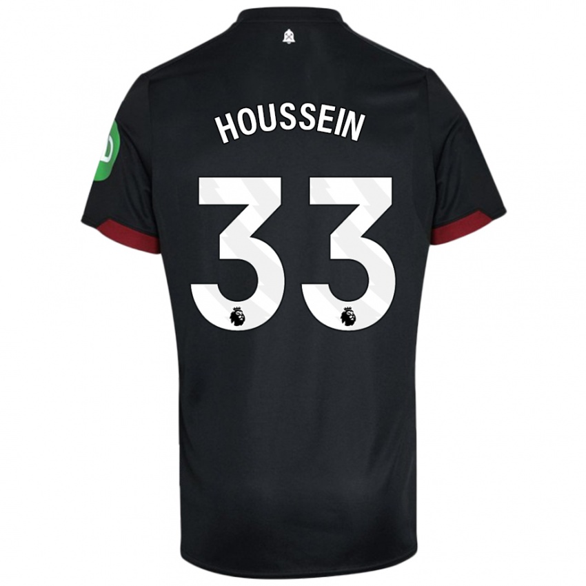 Niño Camiseta Halle Houssein #33 Negro Blanco 2ª Equipación 2024/25 La Camisa Chile