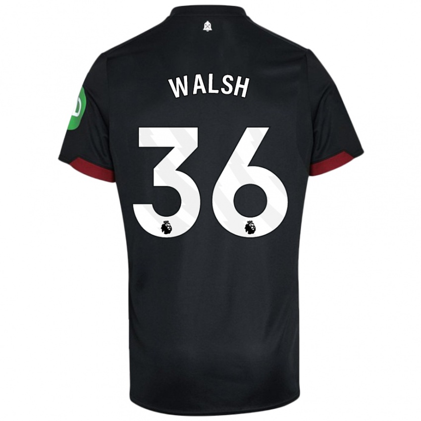 Niño Camiseta Soraya Walsh #36 Negro Blanco 2ª Equipación 2024/25 La Camisa Chile