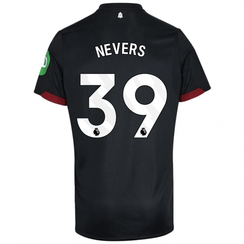 Niño Camiseta Thierry Nevers #39 Negro Blanco 2ª Equipación 2024/25 La Camisa Chile