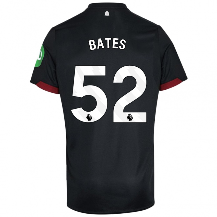 Niño Camiseta Billy Bates #52 Negro Blanco 2ª Equipación 2024/25 La Camisa Chile