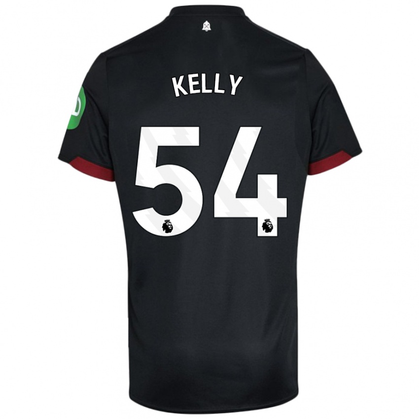 Niño Camiseta Patrick Kelly #54 Negro Blanco 2ª Equipación 2024/25 La Camisa Chile