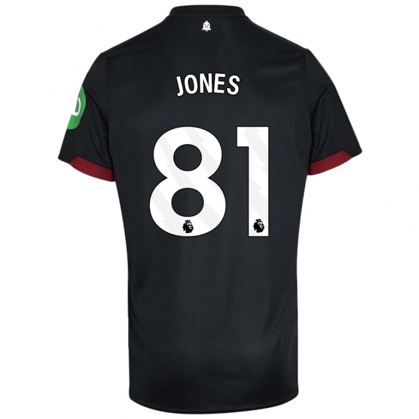 Niño Camiseta Liam Jones #81 Negro Blanco 2ª Equipación 2024/25 La Camisa Chile