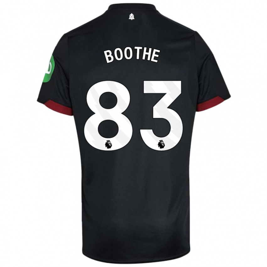 Niño Camiseta Sebastian Boothe #83 Negro Blanco 2ª Equipación 2024/25 La Camisa Chile