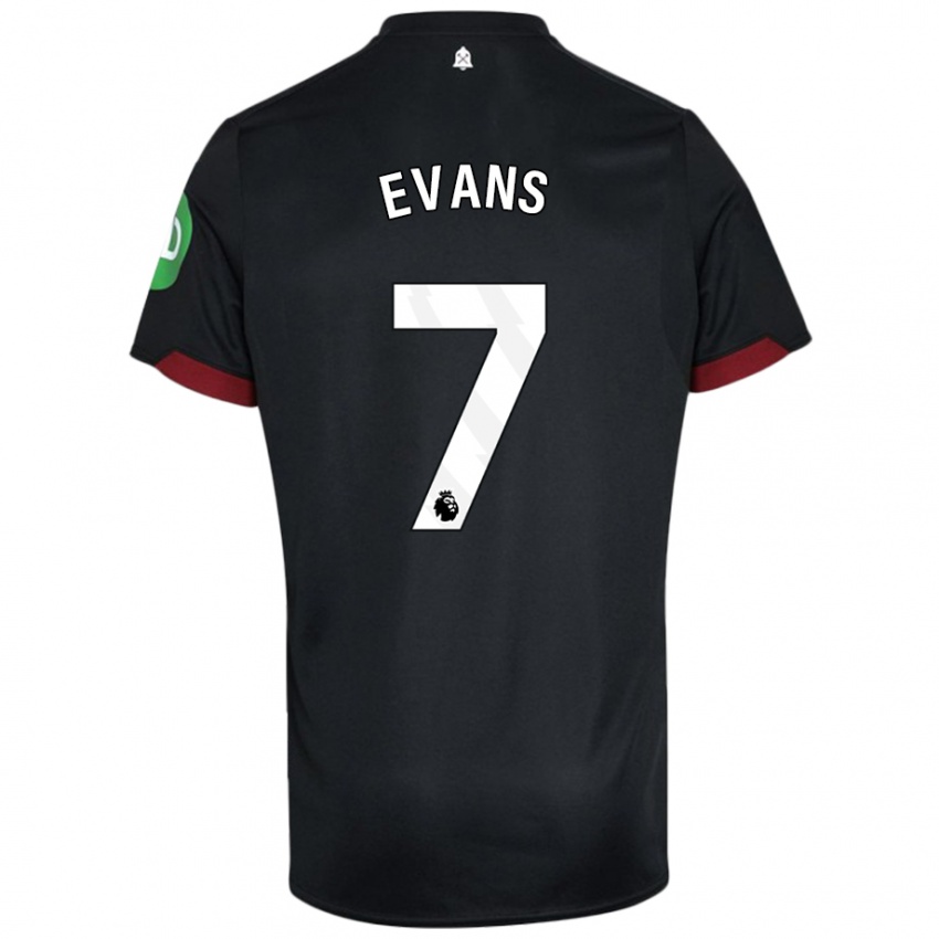 Niño Camiseta Lisa Evans #7 Negro Blanco 2ª Equipación 2024/25 La Camisa Chile