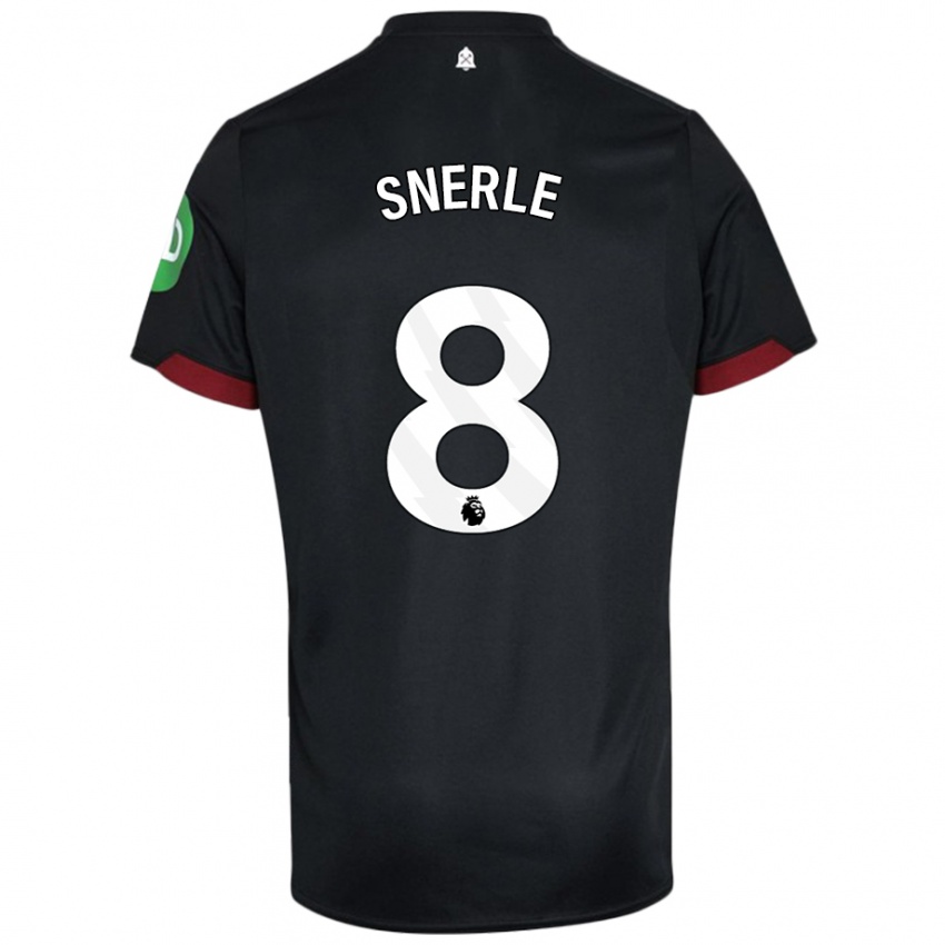 Niño Camiseta Emma Snerle #8 Negro Blanco 2ª Equipación 2024/25 La Camisa Chile