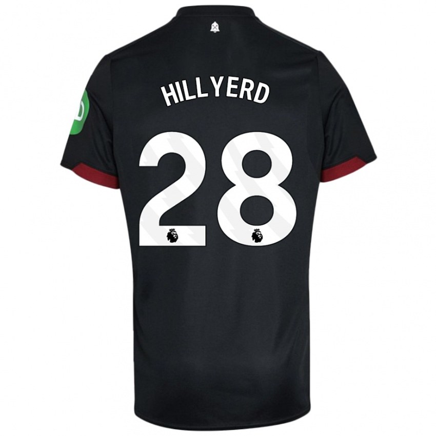 Niño Camiseta Sophie Hillyerd #28 Negro Blanco 2ª Equipación 2024/25 La Camisa Chile