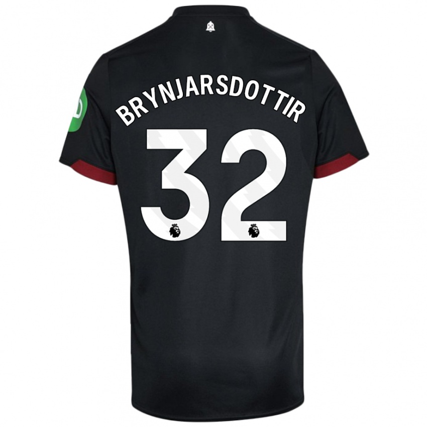 Niño Camiseta Dagný Brynjarsdottir #32 Negro Blanco 2ª Equipación 2024/25 La Camisa Chile