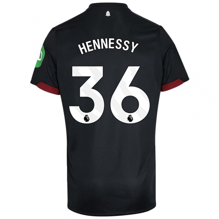 Niño Camiseta Alexandra Hennessy #36 Negro Blanco 2ª Equipación 2024/25 La Camisa Chile