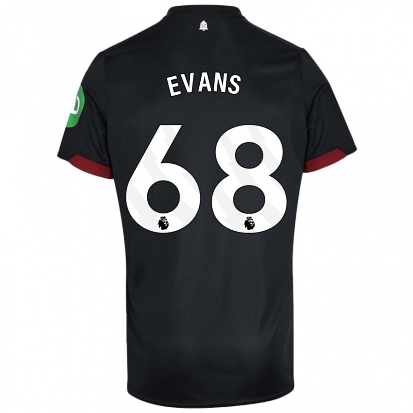 Niño Camiseta Isaac Evans #68 Negro Blanco 2ª Equipación 2024/25 La Camisa Chile