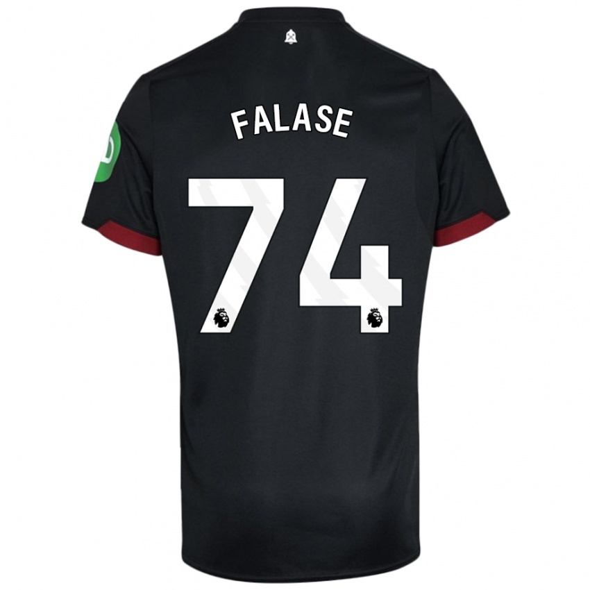 Niño Camiseta Asher Falase #74 Negro Blanco 2ª Equipación 2024/25 La Camisa Chile