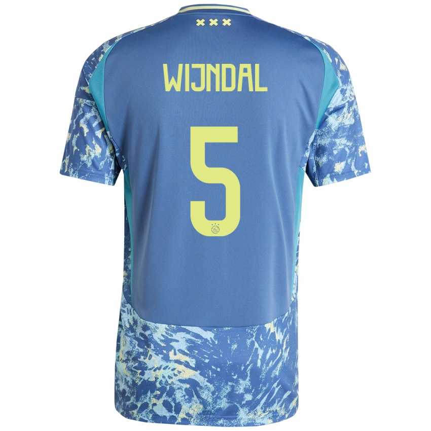 Niño Camiseta Owen Wijndal #5 Gris Azul Amarillo 2ª Equipación 2024/25 La Camisa Chile