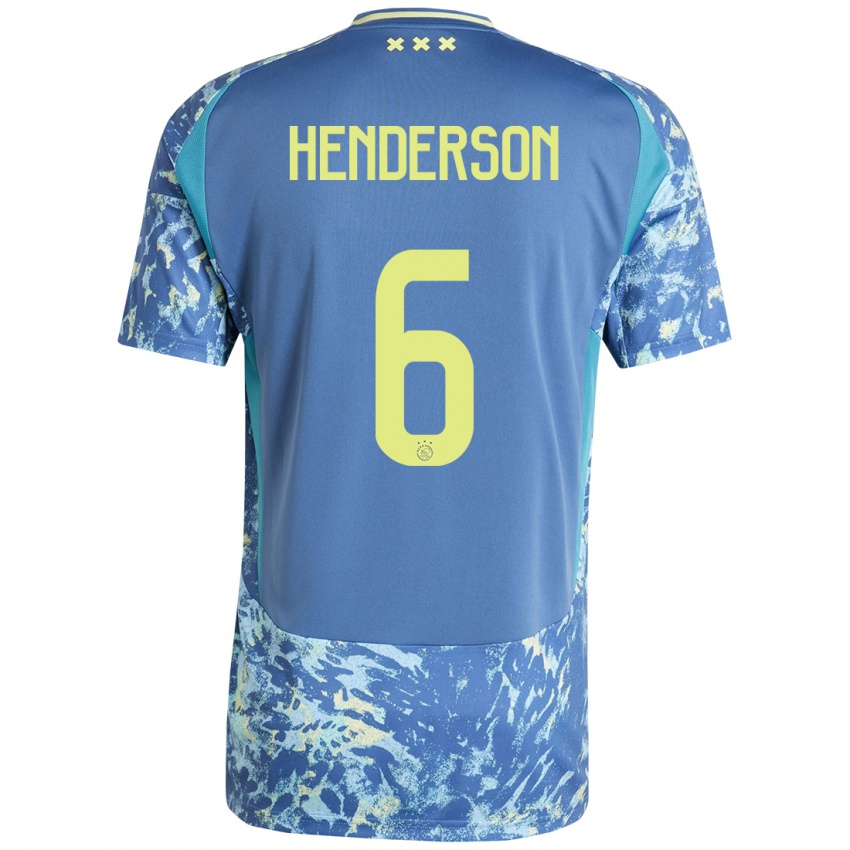 Niño Camiseta Jordan Henderson #6 Gris Azul Amarillo 2ª Equipación 2024/25 La Camisa Chile