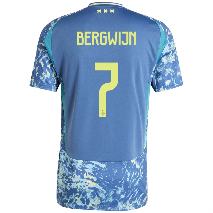 Niño Camiseta Steven Bergwijn #7 Gris Azul Amarillo 2ª Equipación 2024/25 La Camisa Chile