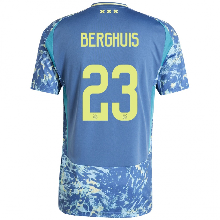 Niño Camiseta Steven Berghuis #23 Gris Azul Amarillo 2ª Equipación 2024/25 La Camisa Chile