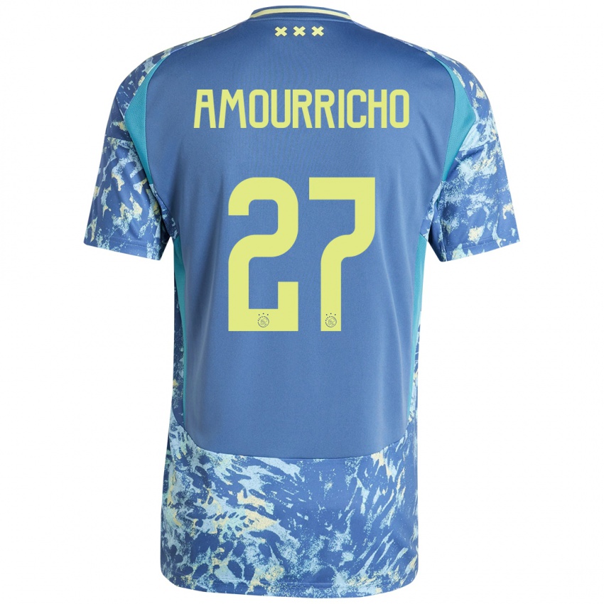 Niño Camiseta Amourricho Van Axel Dongen #27 Gris Azul Amarillo 2ª Equipación 2024/25 La Camisa Chile