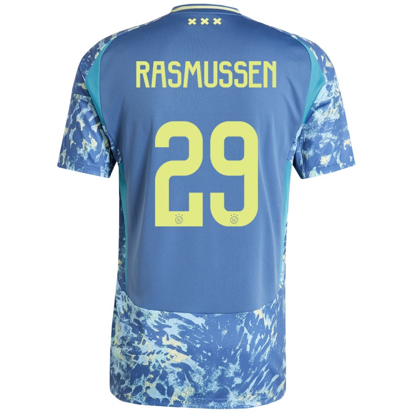 Niño Camiseta Christian Rasmussen #29 Gris Azul Amarillo 2ª Equipación 2024/25 La Camisa Chile