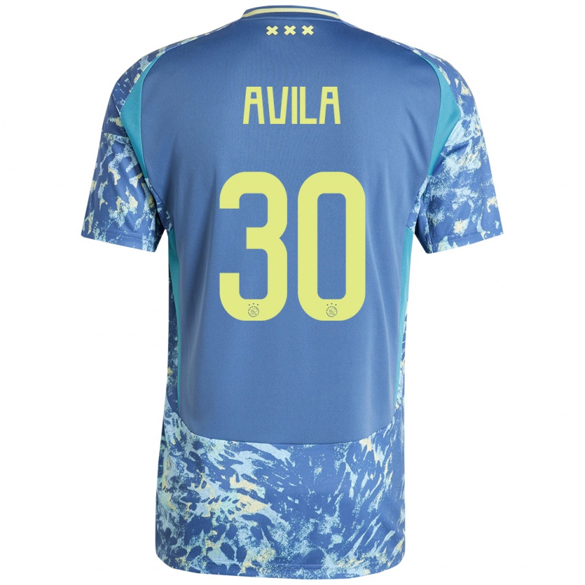 Niño Camiseta Gastón Ávila #30 Gris Azul Amarillo 2ª Equipación 2024/25 La Camisa Chile