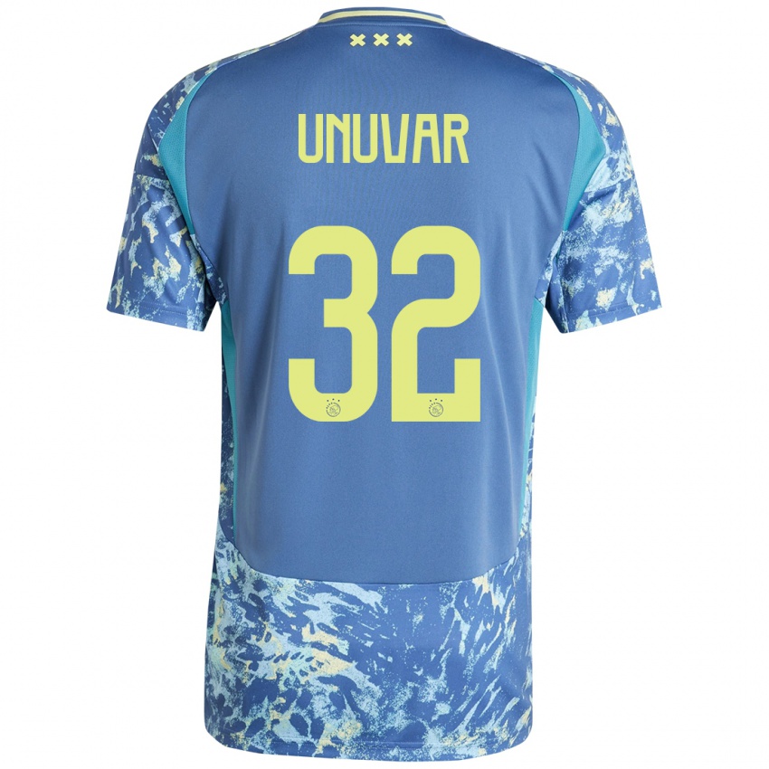 Niño Camiseta Naci Ünüvar #32 Gris Azul Amarillo 2ª Equipación 2024/25 La Camisa Chile