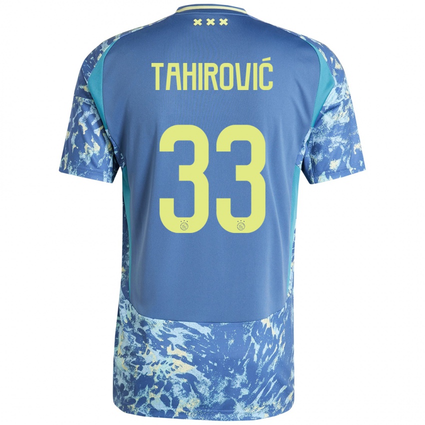 Niño Camiseta Benjamin Tahirovic #33 Gris Azul Amarillo 2ª Equipación 2024/25 La Camisa Chile