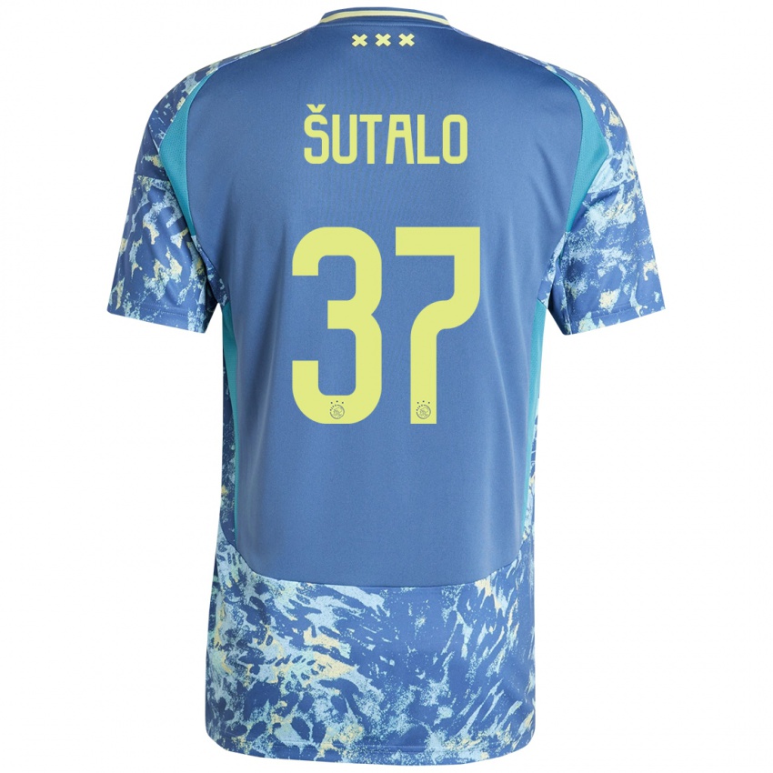 Niño Camiseta Josip Sutalo #37 Gris Azul Amarillo 2ª Equipación 2024/25 La Camisa Chile