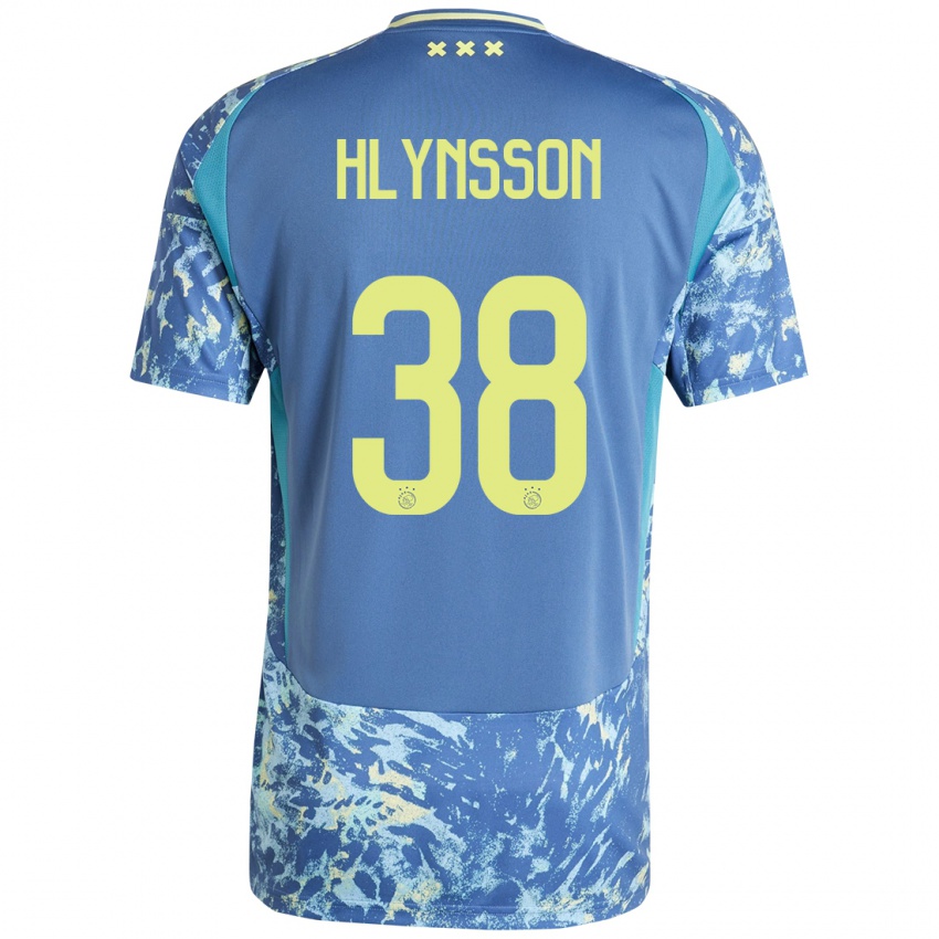 Niño Camiseta Kristian Hlynsson #38 Gris Azul Amarillo 2ª Equipación 2024/25 La Camisa Chile