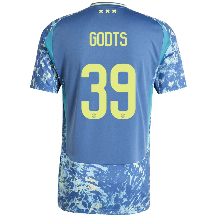 Niño Camiseta Mika Godts #39 Gris Azul Amarillo 2ª Equipación 2024/25 La Camisa Chile