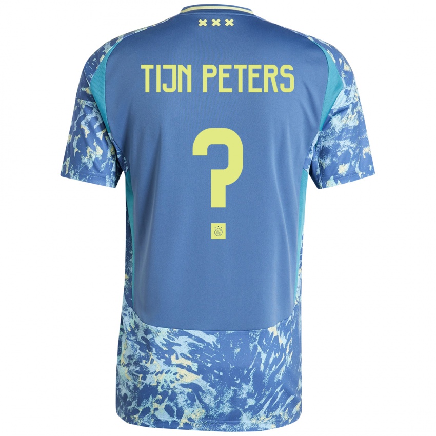 Niño Camiseta Tijn Peters #0 Gris Azul Amarillo 2ª Equipación 2024/25 La Camisa Chile