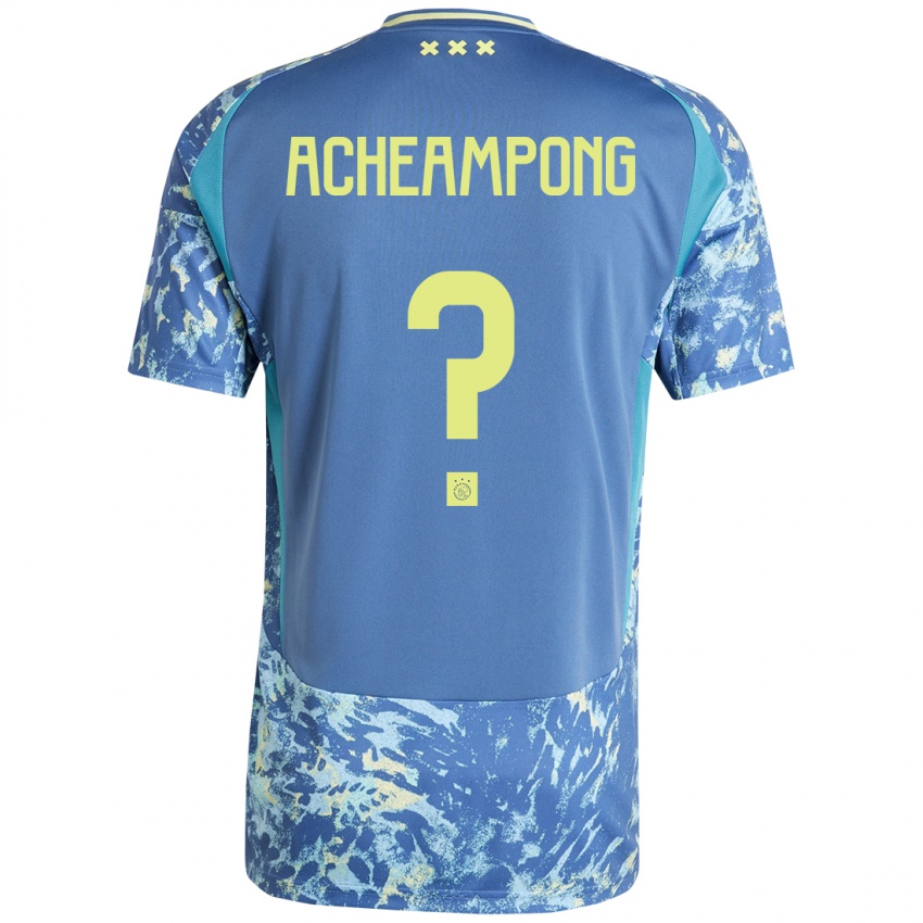 Niño Camiseta Levi Acheampong #0 Gris Azul Amarillo 2ª Equipación 2024/25 La Camisa Chile