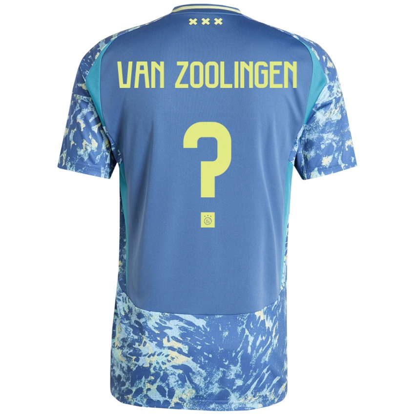 Niño Camiseta Glenn Van Zoolingen #0 Gris Azul Amarillo 2ª Equipación 2024/25 La Camisa Chile