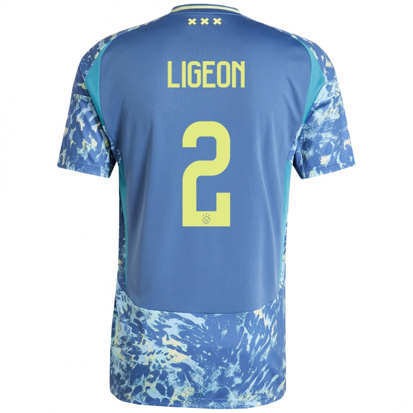 Niño Camiseta Ruben Ligeon #2 Gris Azul Amarillo 2ª Equipación 2024/25 La Camisa Chile