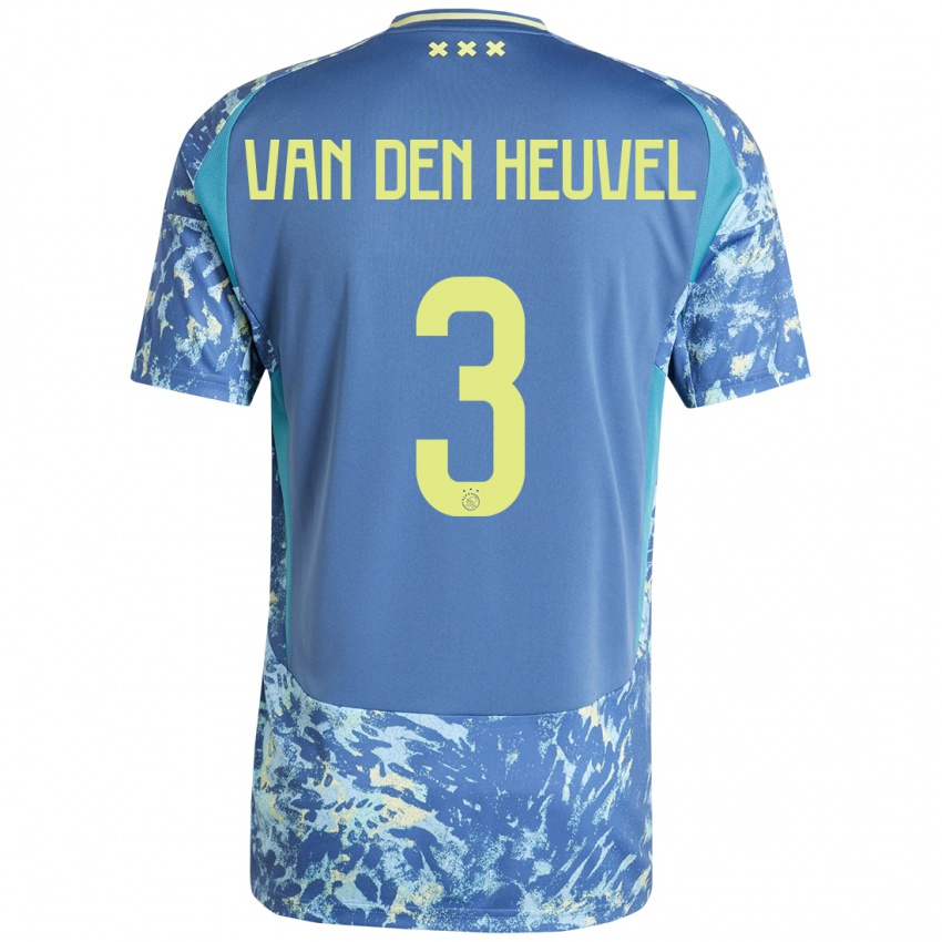 Niño Camiseta Nino Van Den Heuvel #3 Gris Azul Amarillo 2ª Equipación 2024/25 La Camisa Chile