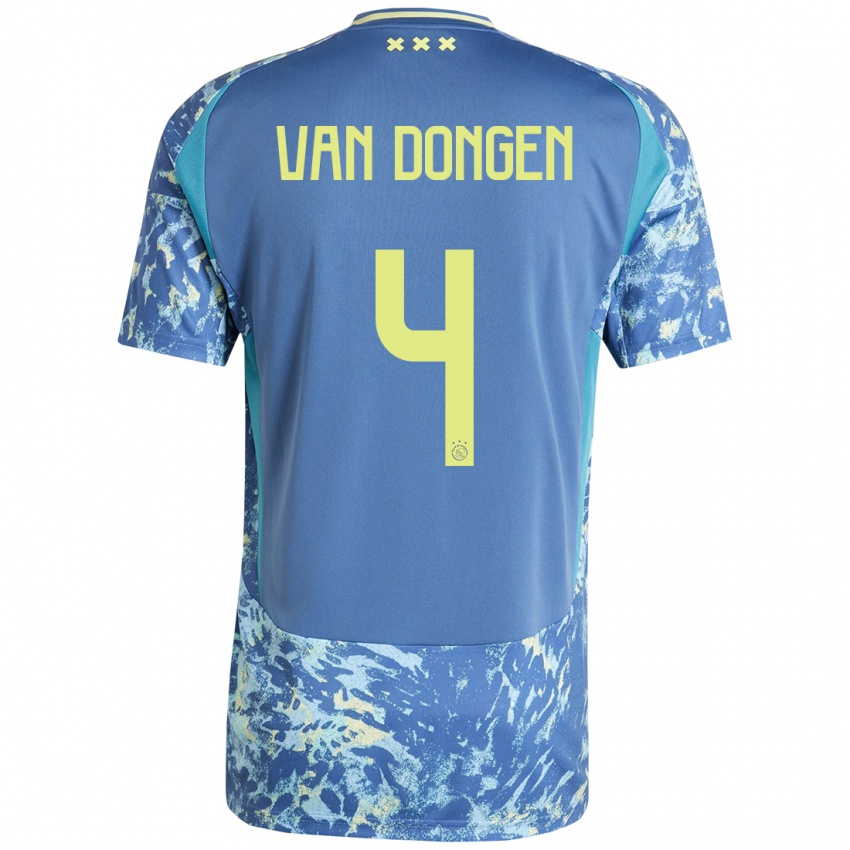 Niño Camiseta Bram Van Dongen #4 Gris Azul Amarillo 2ª Equipación 2024/25 La Camisa Chile