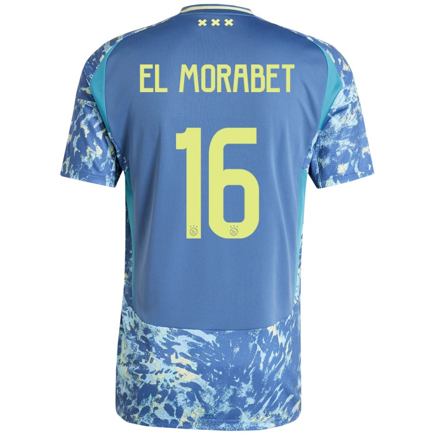 Niño Camiseta Younes El Morabet #16 Gris Azul Amarillo 2ª Equipación 2024/25 La Camisa Chile