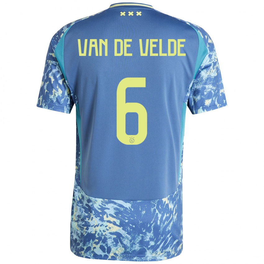 Niño Camiseta Jonna Van De Velde #6 Gris Azul Amarillo 2ª Equipación 2024/25 La Camisa Chile