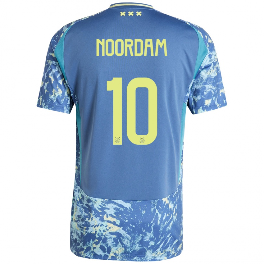 Niño Camiseta Nadine Noordam #10 Gris Azul Amarillo 2ª Equipación 2024/25 La Camisa Chile