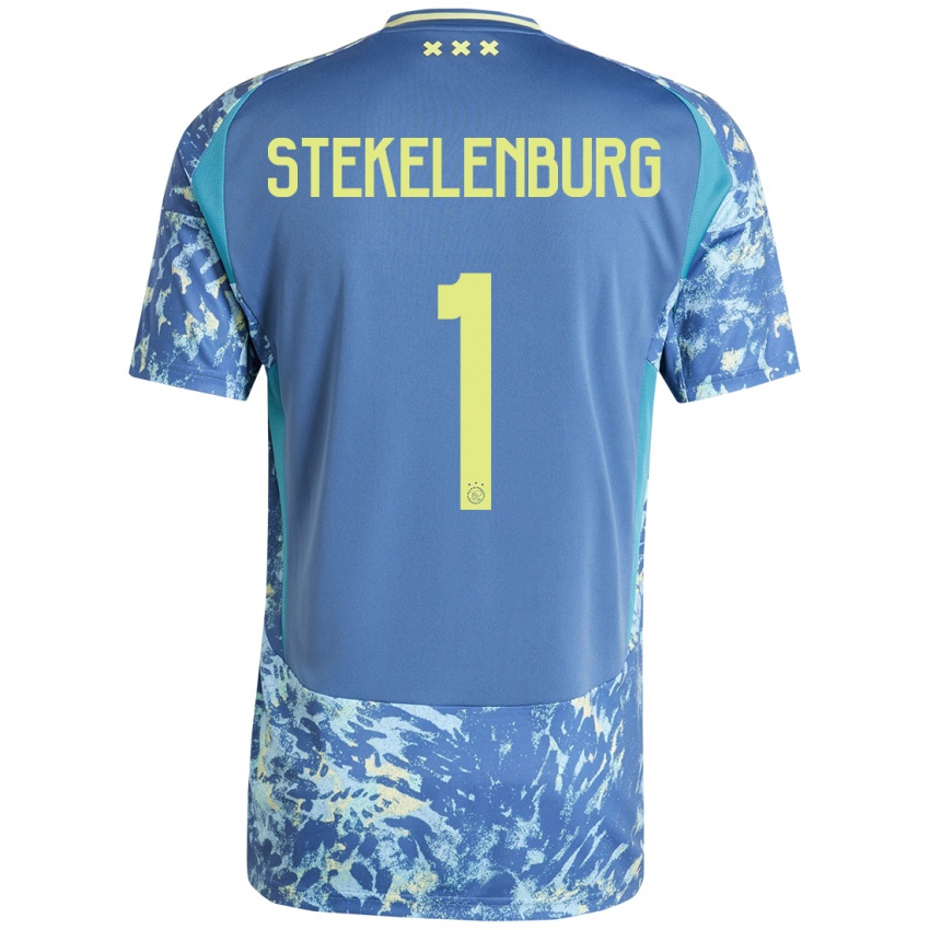 Niño Camiseta Maarten Stekelenburg #1 Gris Azul Amarillo 2ª Equipación 2024/25 La Camisa Chile