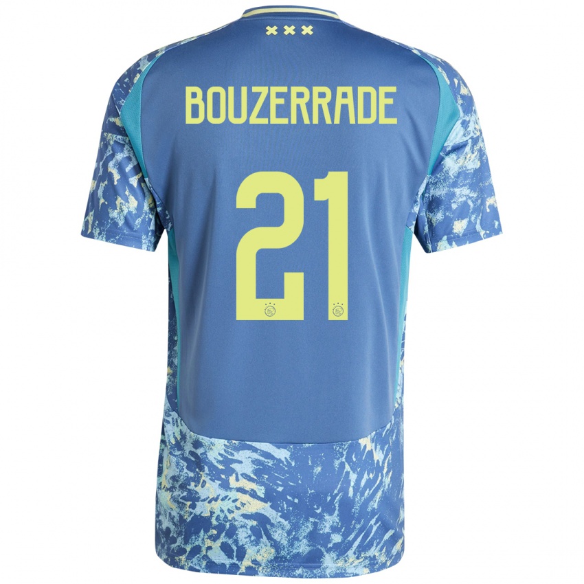 Niño Camiseta Zaina Bouzerrade #21 Gris Azul Amarillo 2ª Equipación 2024/25 La Camisa Chile