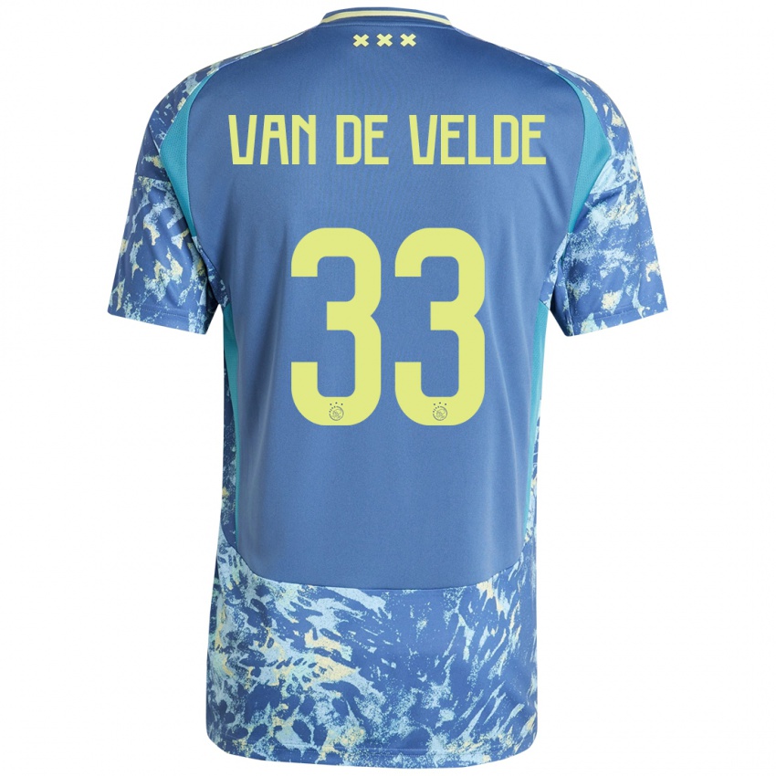 Niño Camiseta Jonna Van De Velde #33 Gris Azul Amarillo 2ª Equipación 2024/25 La Camisa Chile