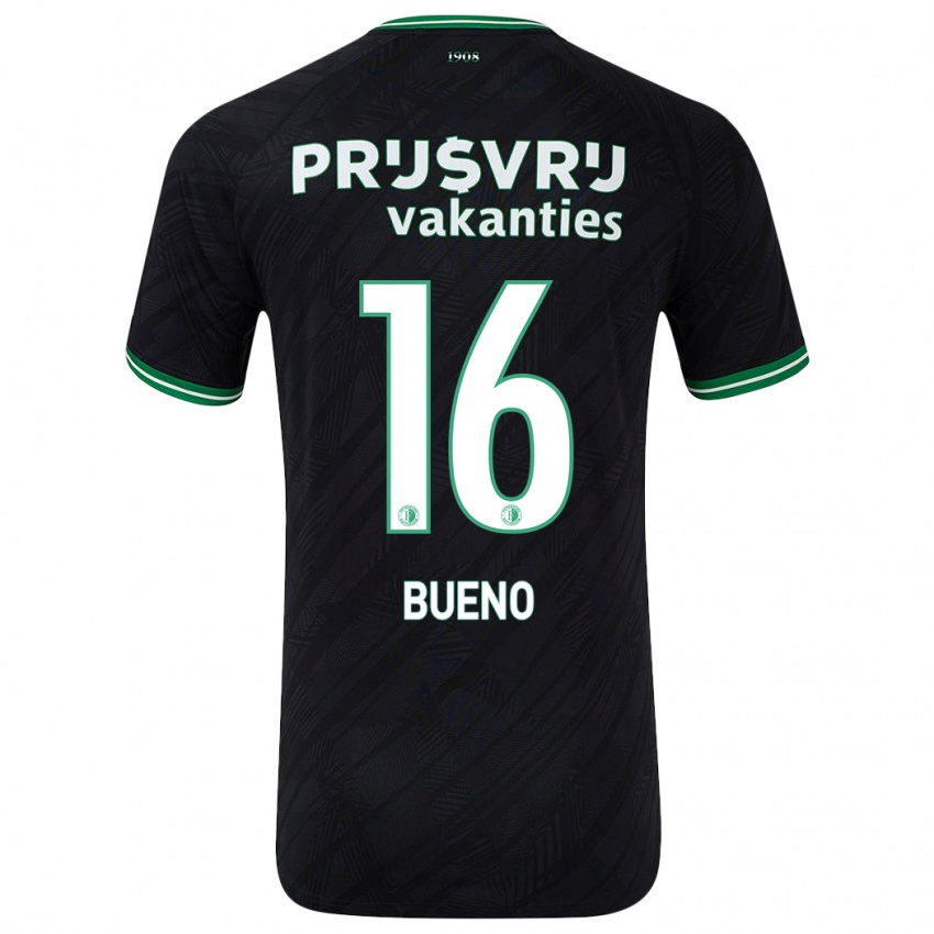 Niño Camiseta Hugo Bueno #16 Negro Verde 2ª Equipación 2024/25 La Camisa Chile