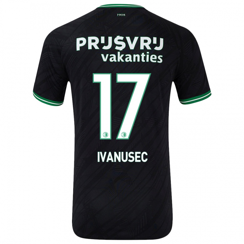 Niño Camiseta Luka Ivanusec #17 Negro Verde 2ª Equipación 2024/25 La Camisa Chile